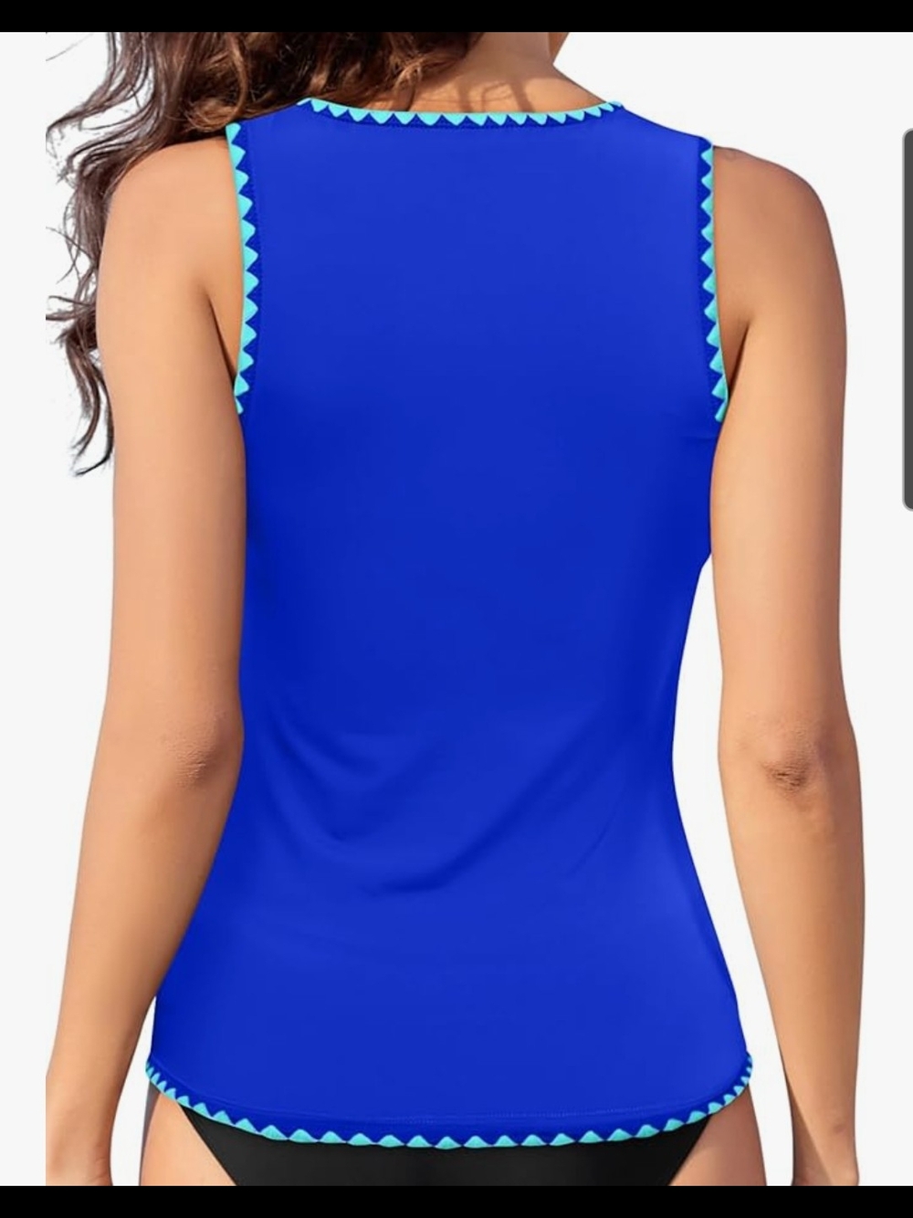 Sleeveless Royal Blue Swim Tank Top with Aqua Trim Size Small No Bottoms - Picture 2 of 4